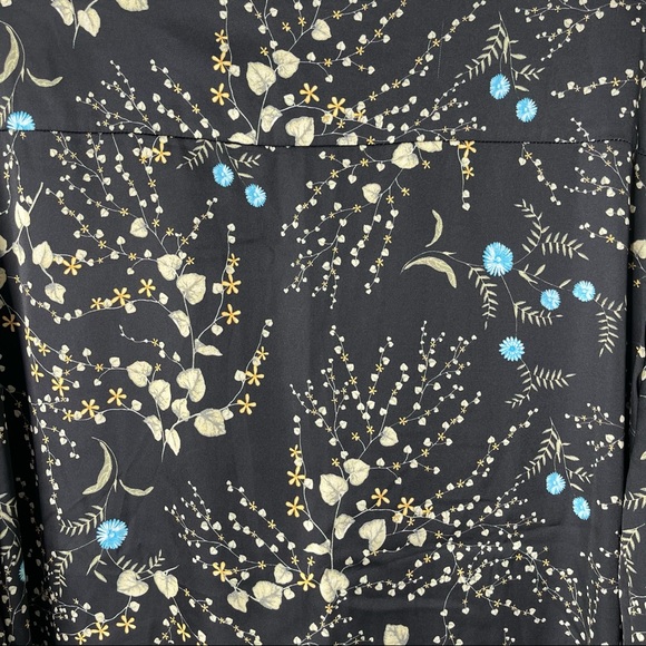 Bed to Brunch Botanical Floral Print Pajama Loungewear Notch Collar Button Shirt - Picture 8 of 13